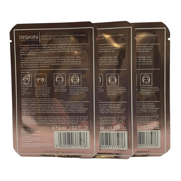 111Skin 3 Piece Rose Gold Illuminating Eye Mask 6ml NEW - Picture 2 of 3